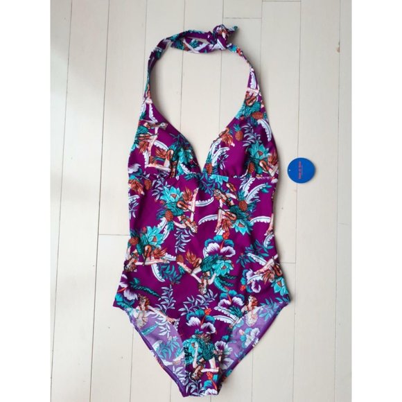 Sun & Sea Women's Hawaii Luau Print Swimwear Swimsuit Purple 8 - Picture 1 of 1